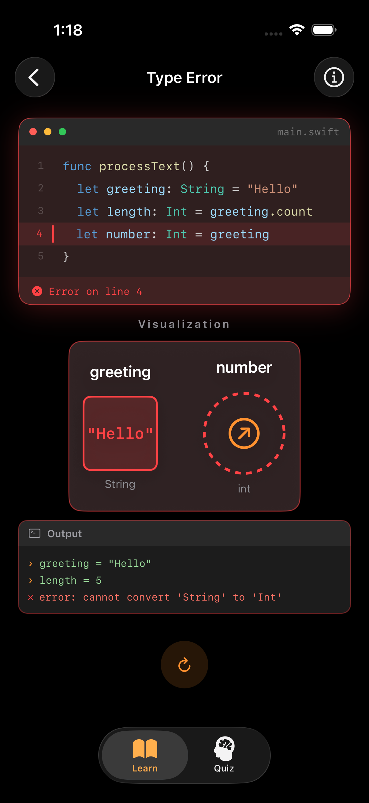 Visualization screen
